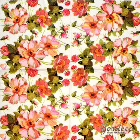 Serwetka do decoupage TETEaTETE malowane róże 33x33cm